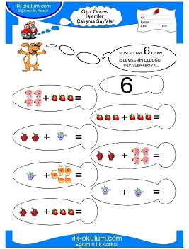 Çocuklar İçin toplam işlemi yaprak testleri 